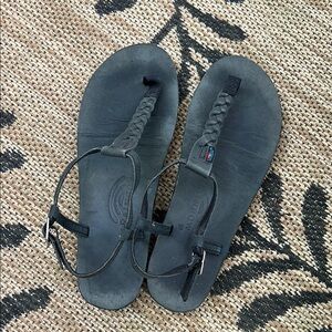 Rainbow Braided Black Sandals